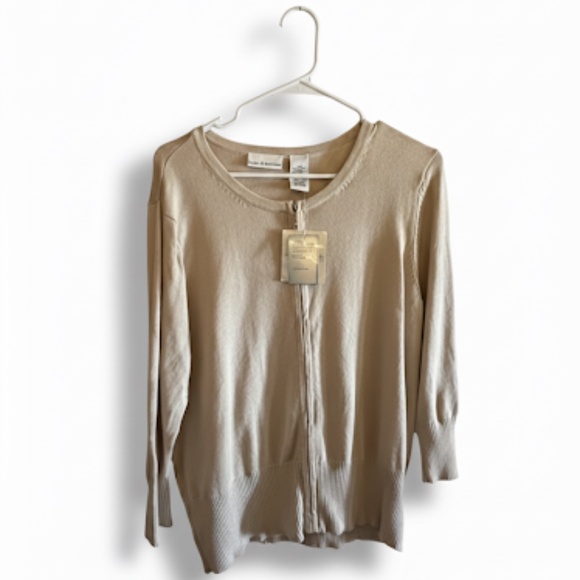 Croft & Barrow (Kohl’s) Sweater Cardigan NWT Beige Tan Full-Zip Women’s Size L - Picture 7 of 16